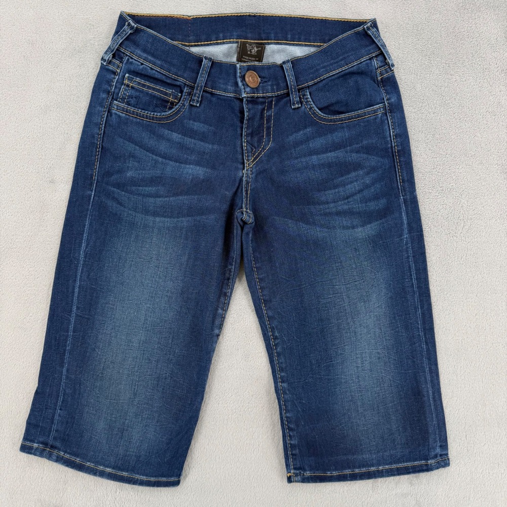 True Religion Womens Size 25 Savannah Denim Shorts Dark Wash Jeans Made in USA